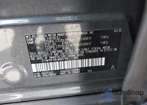 2020 Toyota Rav4 Xle z USA, uszkodzony, nr VIN 2T3W1RFV0LW080799